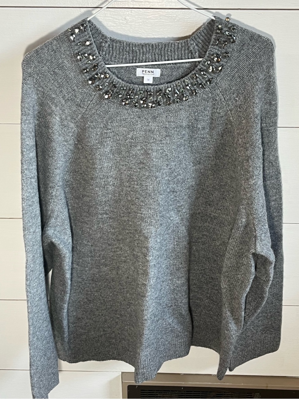 Penningtons Grey Embellished Crewneck Sweater